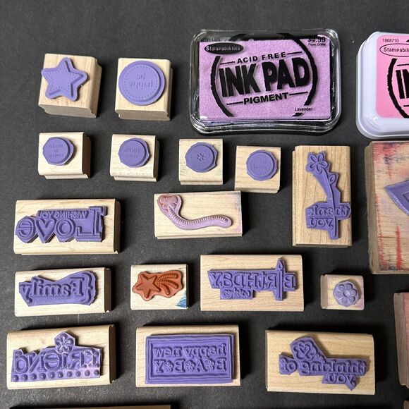Lot of 23 Stampin UP Wood Stamp Stamps Mounted Rubber Mixed Themes Occasions - Picture 8 of 13